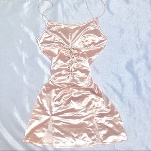 baby pink satin style corset dress